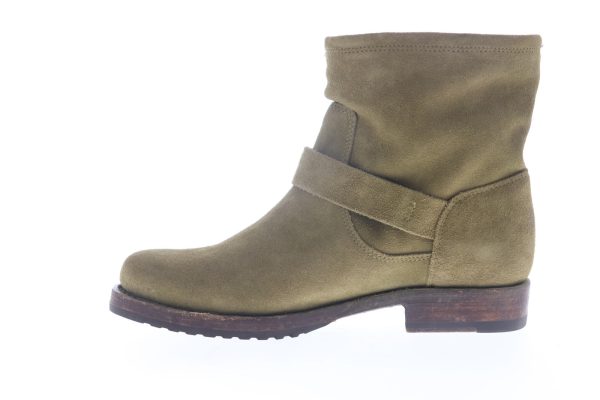Frye Veronica Bootie 70586 Womens Green Suede Adjustable Strap Engineer Boots Sale - Image 5