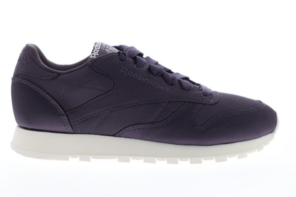 Reebok Classic Leather Satin CM9799 Womens Purple Lifestyle Sneakers Shoes For Cheap