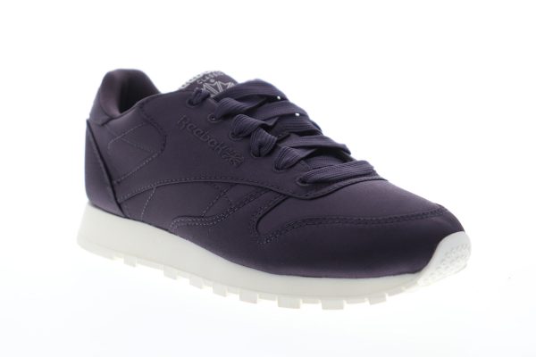 Reebok Classic Leather Satin CM9799 Womens Purple Lifestyle Sneakers Shoes For Cheap - Image 2