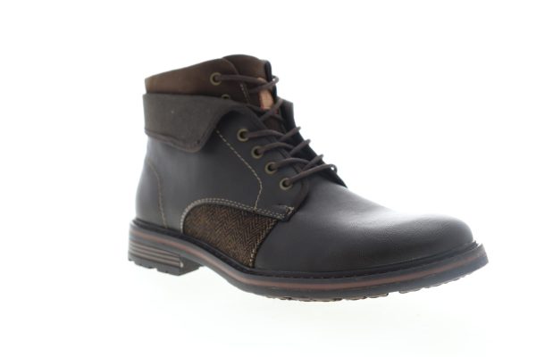 Robert Wayne Jef RW100420M Mens Brown Leather High Top Casual Dress Boots Sale - Image 2