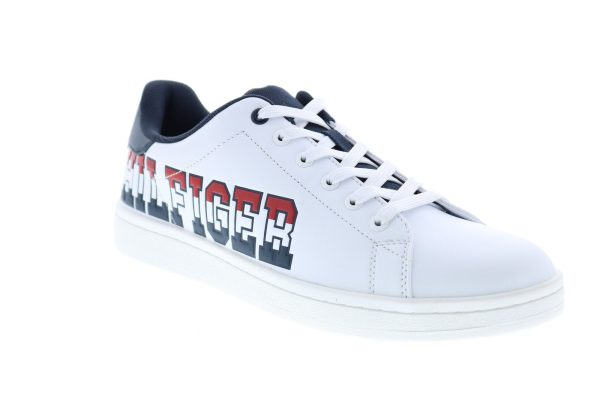Tommy Hilfiger Lacker TMLACKER Mens White Synthetic Designer Sneakers Shoes Online Sale - Image 2