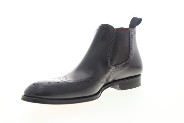 Bruno Magli Lamberto Mens Brown Leather High Top Slip On Wingtip Chelsea Boots Fashion - Image 4