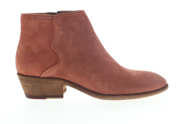 Frye Carson Piping Bootie 70354 Womens Red Suede Zipper Booties Boots For Sale
