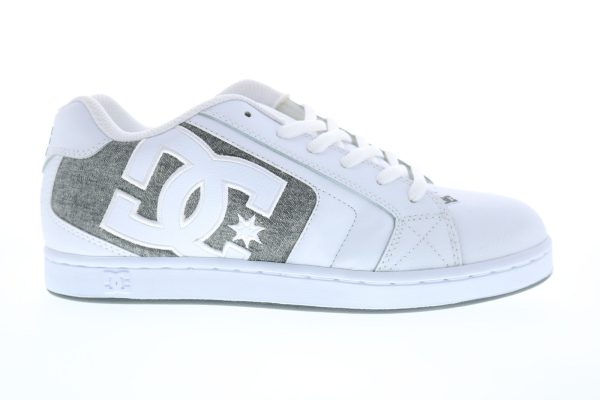 DC Net 302361 Mens White Leather Lace Up Skate Sneakers Shoes Online Sale
