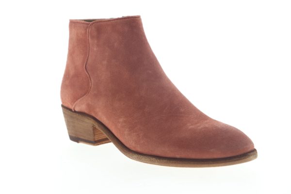 Frye Carson Piping Bootie 70354 Womens Red Suede Zipper Booties Boots For Sale - Image 2