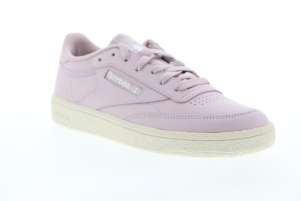 Reebok Club C 85 DV3728 Womens Pink Leather Low Top Lifestyle Sneakers Shoes For Cheap - Image 2