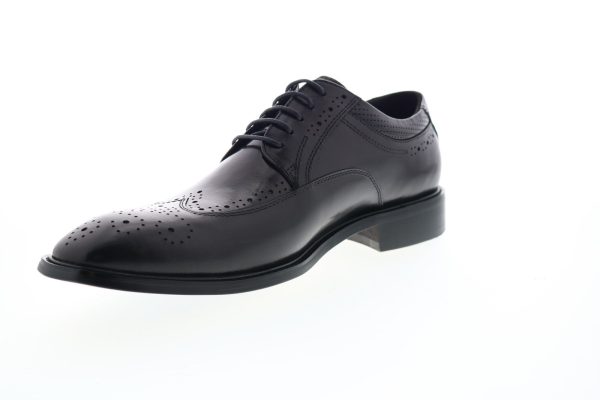 Zanzara Cesar ZK324C83 Mens Black Leather Low Top Lace Up Wingtip Oxfords Shoes Hot on Sale - Image 4