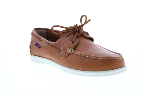 Sebago Naples 70014W0 Womens Brown Leather Loafers & Slip Ons Boat Shoes Online now - Image 2