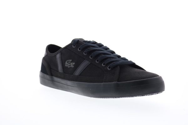 Lacoste Sideline 119 1 CMA Mens Black Canvas Lace Up Lifestyle Sneakers Shoes For Sale - Image 2