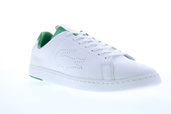 Lacoste Carnaby Evo Li Mens White Leather Lace Up Lifestyle Sneakers Shoes Cheap - Image 2