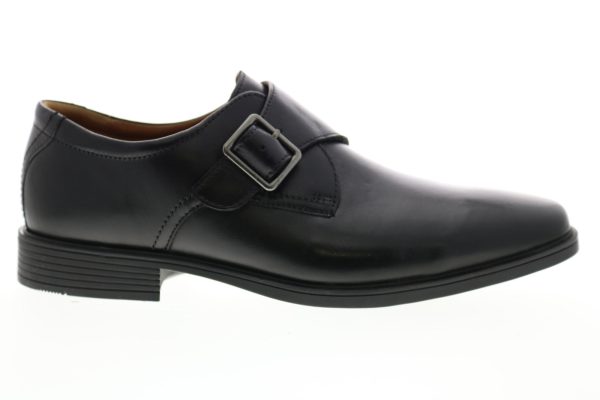 Clarks Tilden Style 26136561 Mens Black Wide 2E Leather Monk Strap Oxfords Shoes on Sale