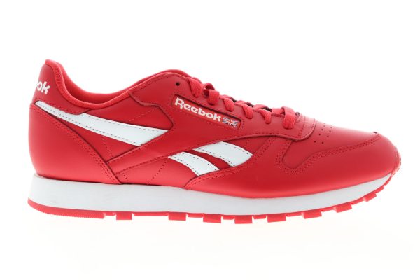Reebok Classic Leather MU DV6590 Mens Red Lace Up Lifestyle Sneakers Shoes Discount