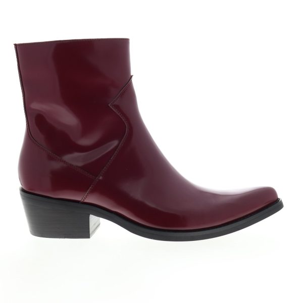 Calvin Klein Alden Box Calf 34S1714-DBU Mens Burgundy Casual Dress Boots For Sale