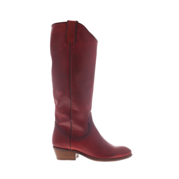 Frye Carson Pull On 70833 Womens Red Leather Tall Slip On Casual Dress Boots on Sale