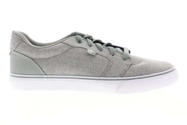 DC Anvil TX M ADYS300036 Mens Gray Canvas Lace Up Skate Sneakers Shoes Online Hot Sale