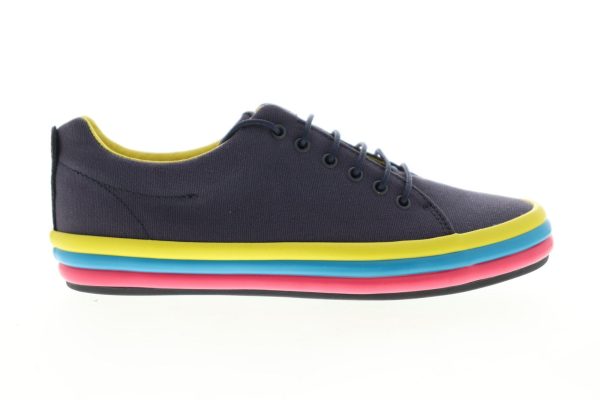 Camper Hoops K200403-002 Womens Blue Canvas Low Top Lace Up Euro Sneakers Shoes Cheap
