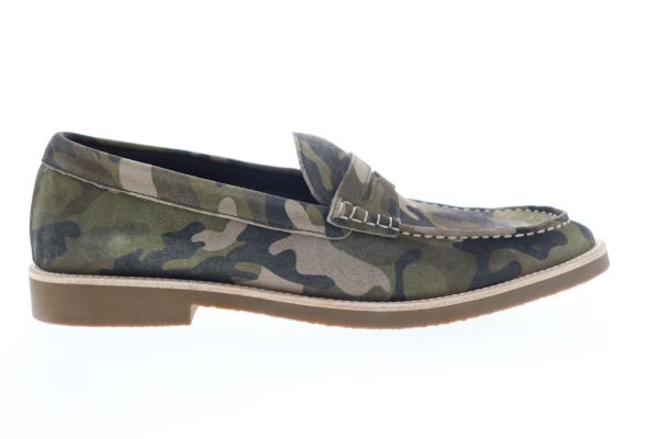 Robert Wayne Andrew RW100596M Mens Green Suede Slip On Penny Loafers Shoes Discount